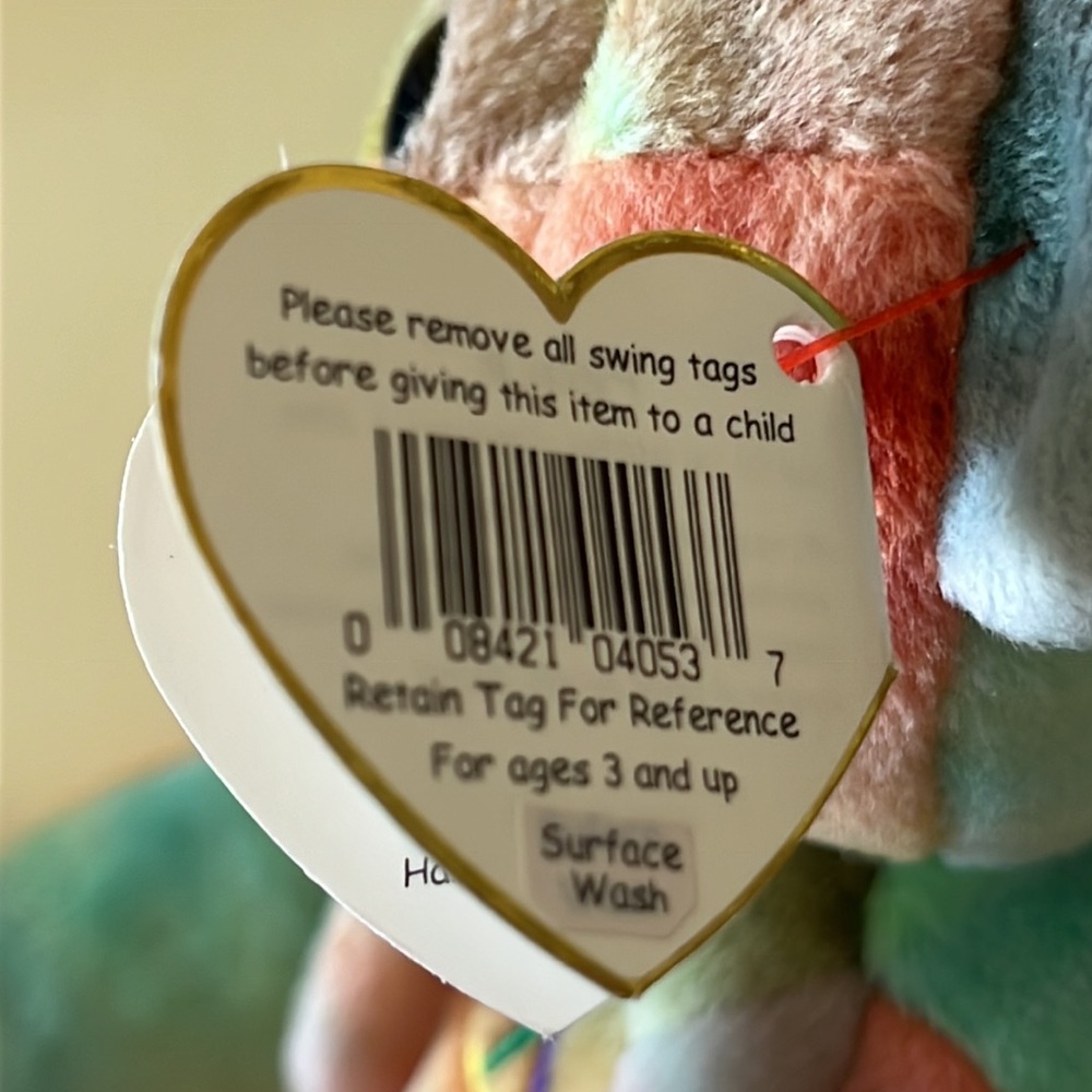 TY Multicolor Peace Bear 1996 Plush Toy - Picture 5 of 9